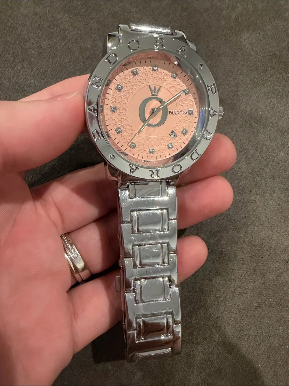 New Pandora Women's Silver Watch with Pink Dial